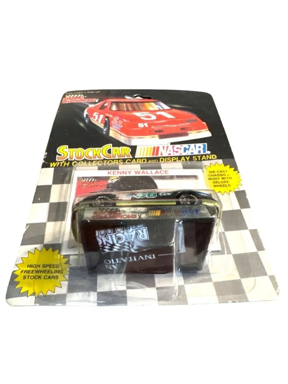 Die Cast Racing Champions NASCAR Stock Car Kenny Wallace Collectors Card Stand